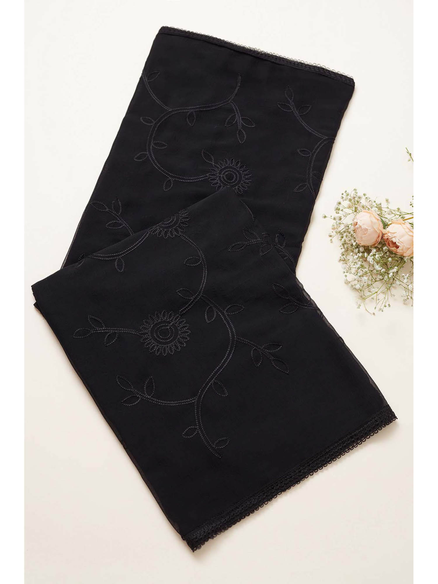 soch Women Black Chiffon Embroidered Dupatta-picture-15