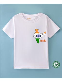 BLUSHES - White Cotton Happy Independence Day Theme Printed T-Shirt