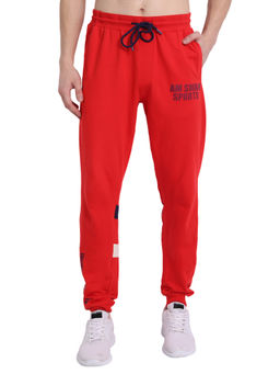 AM SWAN - Premium Cotton Printed Joggers In Red