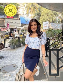 IT GIRL - Tiful White & Blue Crop Top