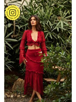 IT GIRL - Red Lily Solid Co-Ord (Set of 2)