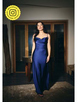 IT GIRL - Women Blue Cowl Neck Sophia Maxi Dress