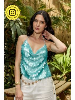 IT GIRL - Hot For Sequins - Blue Top