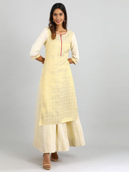 Aurelia - Off-White Round Neck Printed Kurta