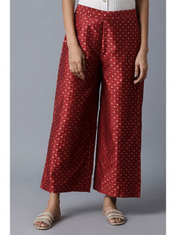 WISHFUL by W - Dark Red Jacquard Parallel Pants