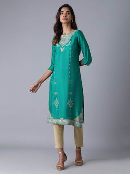 W - Green Floral Kurta