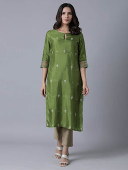 W - Green Embroidered Kurta