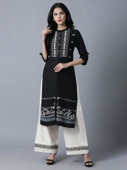 W - Black Embroidered Kurta