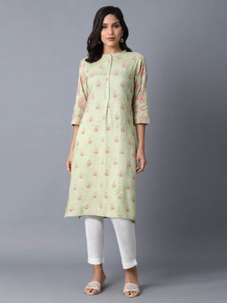 W - Green Floral Kurta
