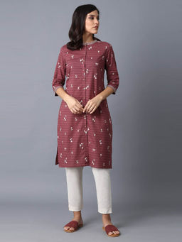 W - Maroon Floral Kurta