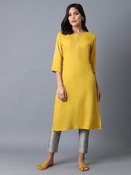 W - Yellow Floral Kurta