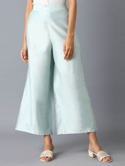 W - Blue Solid Palazzo