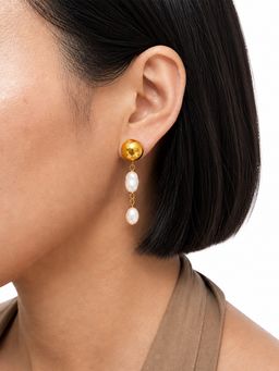 Sorele - Women Anti-Tarnish 18K Gold-Plated Pearl Drops Earrings