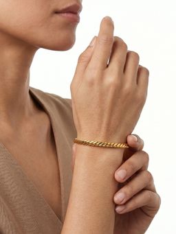 Sorele - Women Anti-Tarnish Lightweight 18K Gold-Plated Twisted Minimalist Cuff Bracelet
