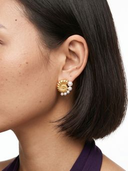 Sorele - Women Anti-Tarnish 18K Gold-Plated Seashell Spiral Stud Earrings