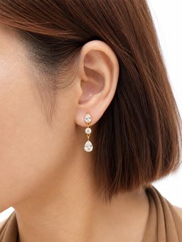 Sorele - Women Anti-Tarnish 18K Gold Plated Cz Stone Drop Earrings