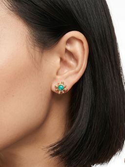 Sorele - Women Anti-Tarnish 18K Gold Plated Blue Stud Earrings