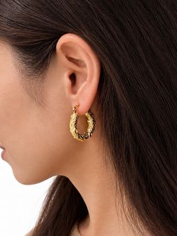 Sorele - Women Anti-Tarnish Modern 18K Gold-Plated Hoop Earrings
