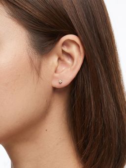 Sorele - Women Anti-Tarnish 18K Gold Plated Cz Solitaire Stud Earrings