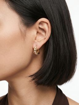 Sorele - Women Anti-Tarnish 18K Gold-Plated Cz Solitaire Hoop Earrings