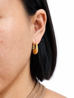 Sorele - Women Anti-Tarnish 18K Gold-Plated Solitaire Hoop Earrings