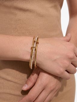 Sorele - Women Anti-Tarnish 18K Gold-Plated Double-Layered Bangle