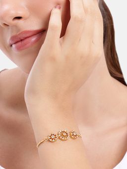 Estele - Gold Plated Cz Adjustable Bracelet - White