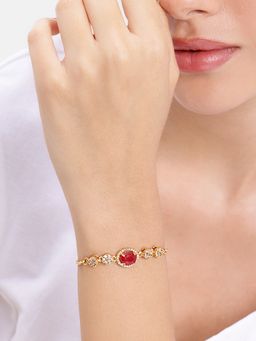 Estele - Radiant Cz Ruby Pink Center Bracelet