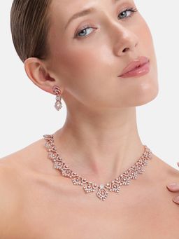 Estele - Cz White Rosegold Plated Jewellery Set