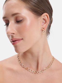 Estele - Gold Plated Cz White Hexagon Jewellery Set