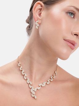 Estele - Cz White Twist Link Gold Plated Jewellery Set