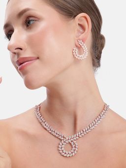 Estele - Rosegold Plated White Textured Jewellery Set