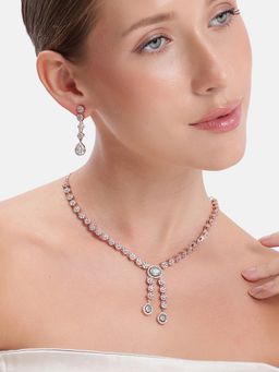 Estele - Multi-Color Rosegold Plated Cz Jewellery Set