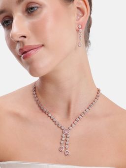 Estele - Multi-Color Rosegold Finish Cz Jewellery Set