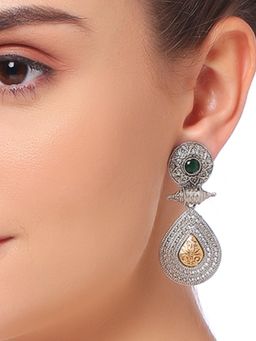 Fabula - Oxidised Silver Ethnic Drop Earrings