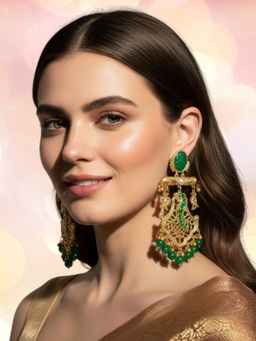 Fabula - Green Heritage Ghungroo Detailing Drop Earrings