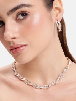 Estele - Gold Plated Dazzling Twisted Jewellery Set