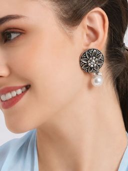 Fabula - Oxidised Silver Ethnic Drop Earrings