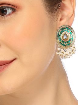 Fabula - Green Meenakari Drop Earrings