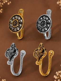 Fabula - Antique Oxidised Silver Nose Pin (Pack Of 4)