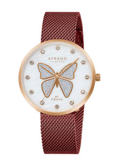 Strand by Obaku - Glitter Butterfly Silver Dial Quartz Watch For Women (S700LXVWMD-DB)