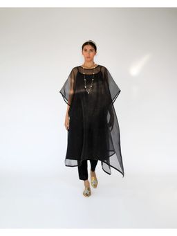 SHIKHA MEHTA - Black Zaidi Cape and Pant with Slip (Set of 3)