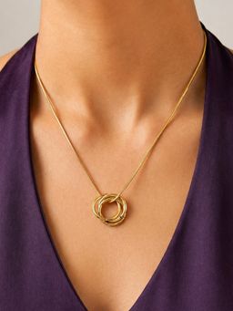 ARTKLIM - Triple Ring Interlinked Gold Anti-Tarnish Necklace