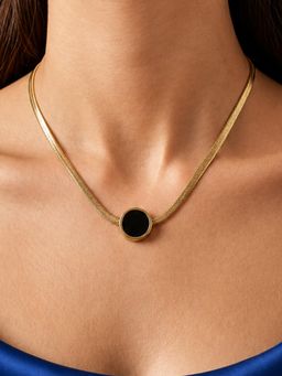 ARTKLIM - Black Stone Gold Chain Anti-Tarnish Necklace