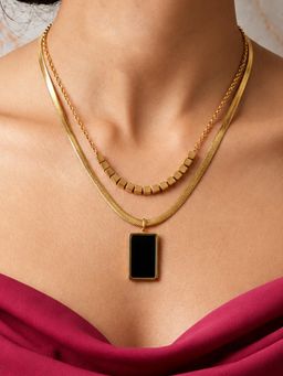 ARTKLIM - Geometric Layered Gold Anti-Tarnish Necklace