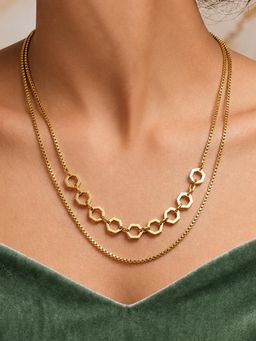 ARTKLIM - Geometric Hexagon Double Layer Anti-Tarnish Necklace