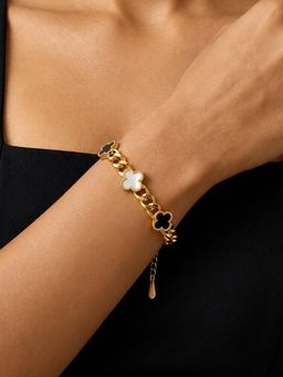 ARTKLIM - Black Clover Link Chain Gold-Tone Anti-Tarnish Bracelet