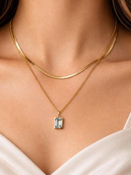 ARTKLIM - Dual Layer Crystal Bar Anti-Tarnish Pendant Necklace