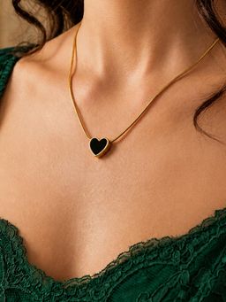 ARTKLIM - Black Heart Minimalist Anti-Tarnish Pendant Necklace