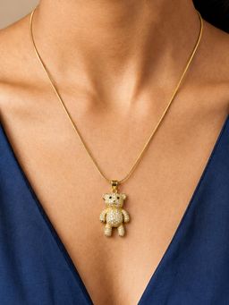 ARTKLIM - Crystal Teddy Bear Charm Anti-Tarnish Pendant Necklace